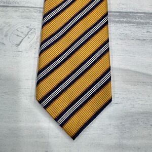 JZ Richards Neck Tie Silk Gold Stripe Made in USA Mens‎